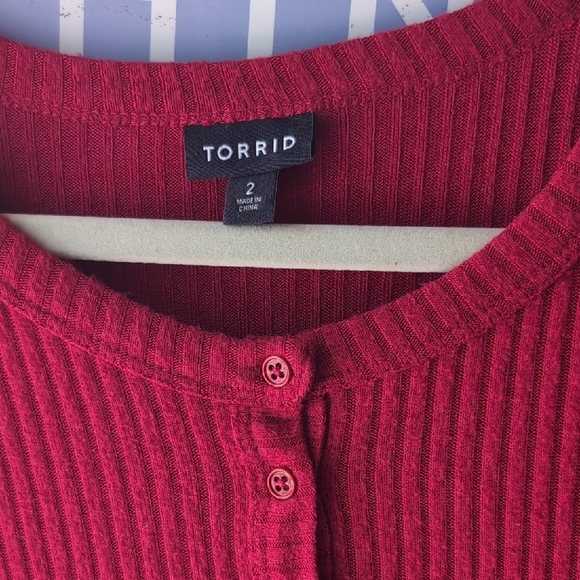 Torrid Red Ribbed Top - Picture 2 of 5